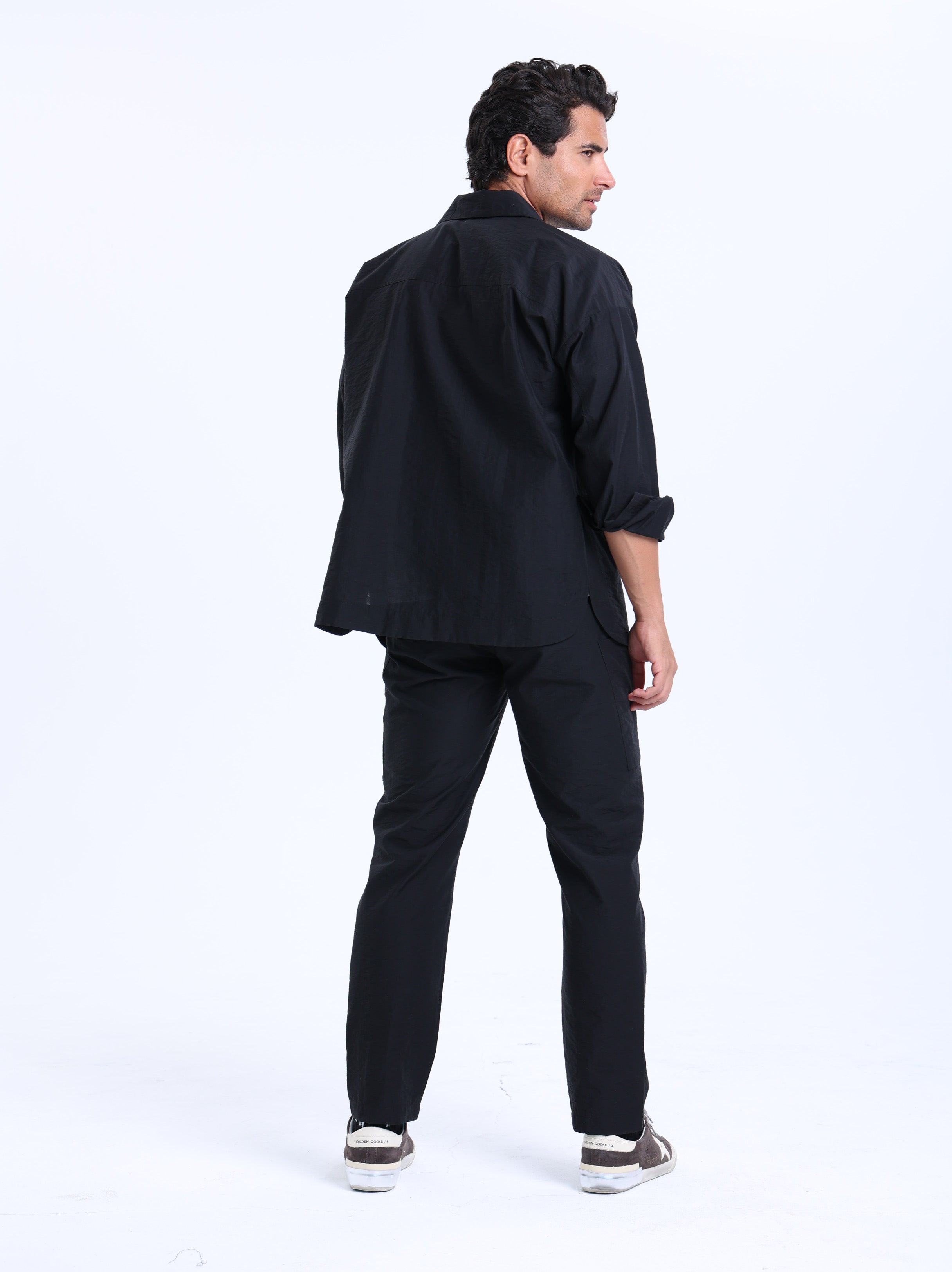 Textured Trouser Set in Black